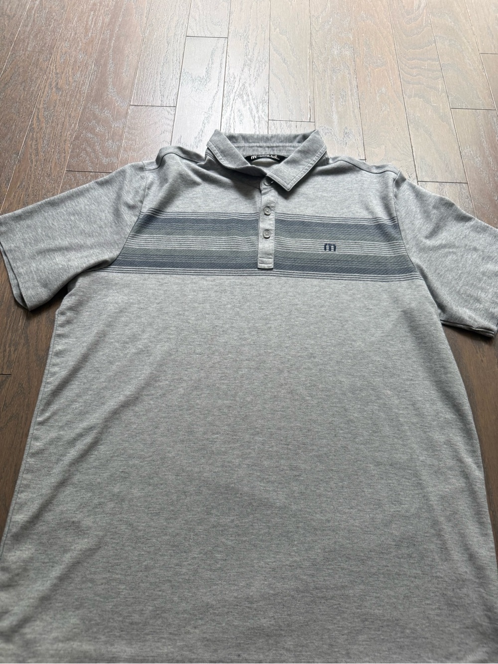 Travis Mathew Grey golf Polo polo shirt striped grey navy sz XL casual